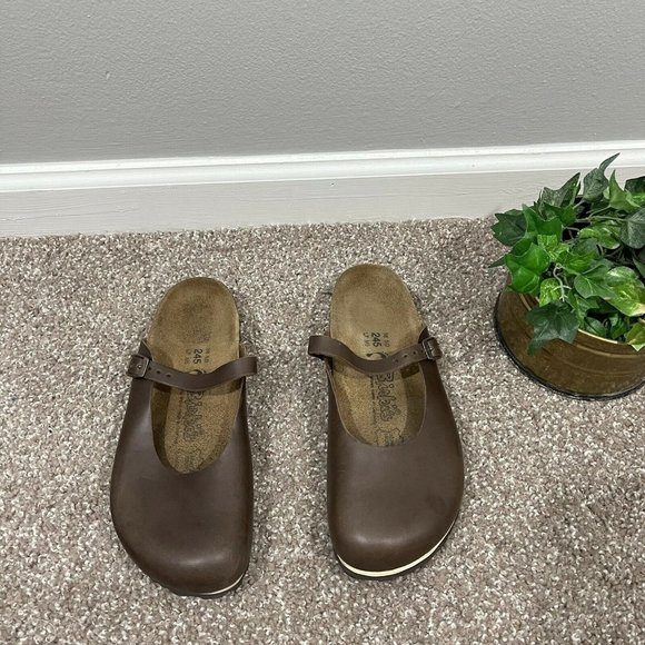 Birkenstock Shoes - Birkis Birkenstock Women's ROSEMEAD Brown Leather Mary Jane Mule Clogs Size 7